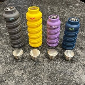 Set of 4 que Collapsable 12oz and 16oz bottles PBA Free
